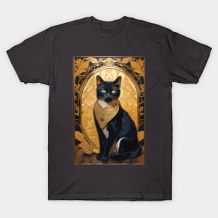 Black Cat and Gold Leaf T-Shirt